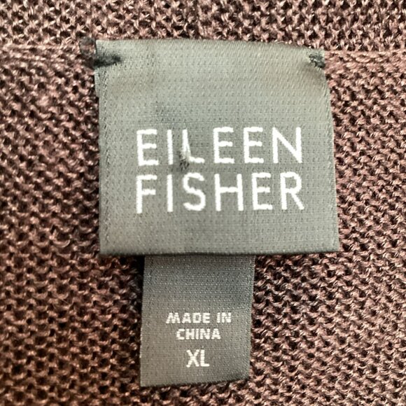 Eileen Fisher Open Front Linen Cardigan Sweater Womens XL Chocolate Brown - Picture 6 of 9